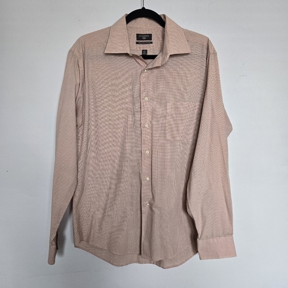 Dockers Other - Dockers Iron Free Fitted Men's Orange Checkered Shirt